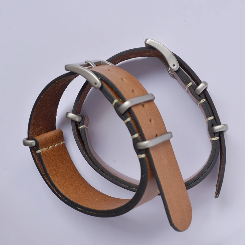 

Leather NATO Strap Black Green Brown Nylon 18mm 20mm NATO For Milltary Watches