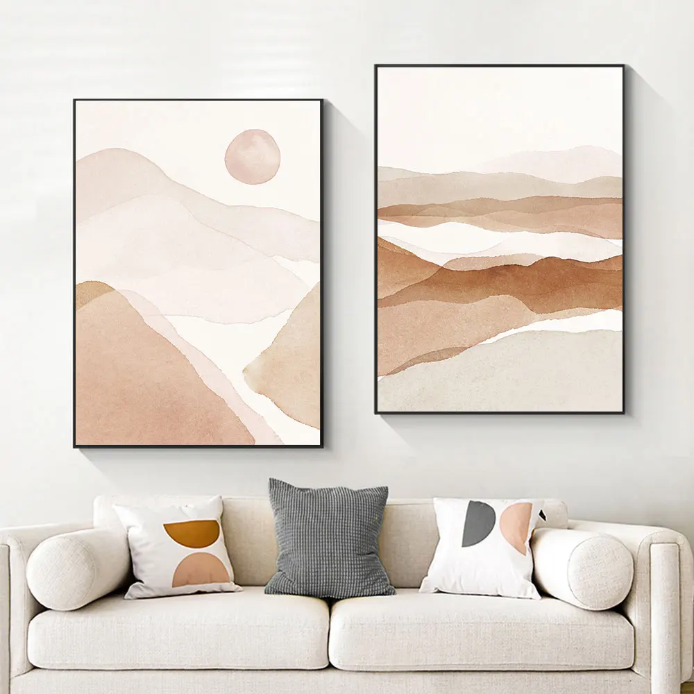 

Abstract Sandy Desert Geometry Canvas Painting Modern Nordic Nature Landscape Poster Print Wall Art Living Room Home Decoration