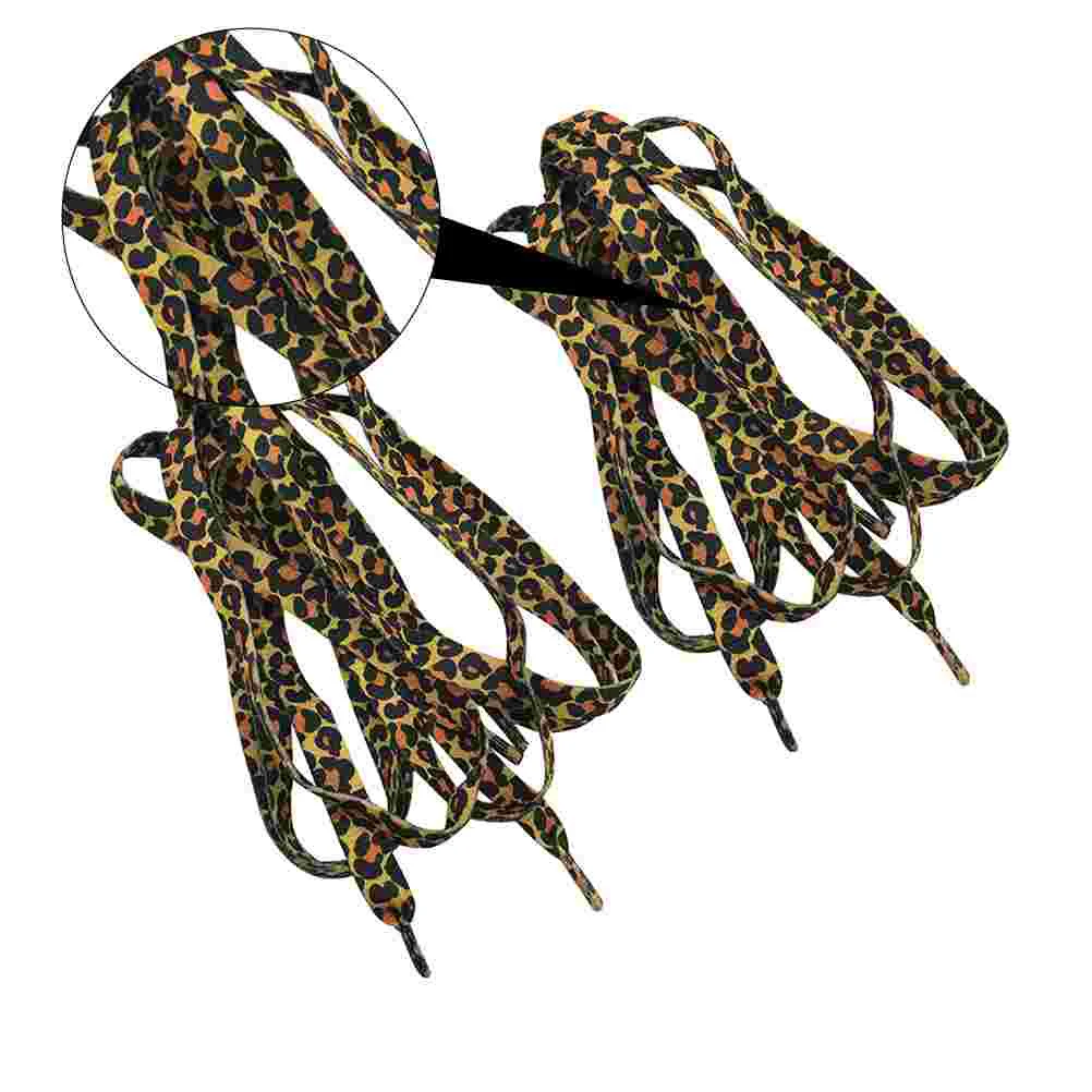 2 Pair Yellow Flat Shoes Accessories Polyester Shoelaces Shoe Laces Sneakers Leopard Lace Classic Brown Shoe Laces