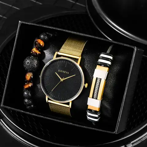 Роскошные часы для мужчин, кварцевые наручные часы, деловой браслет, набор часов, подарок для мужа, мужские минималистичные часы для парня
