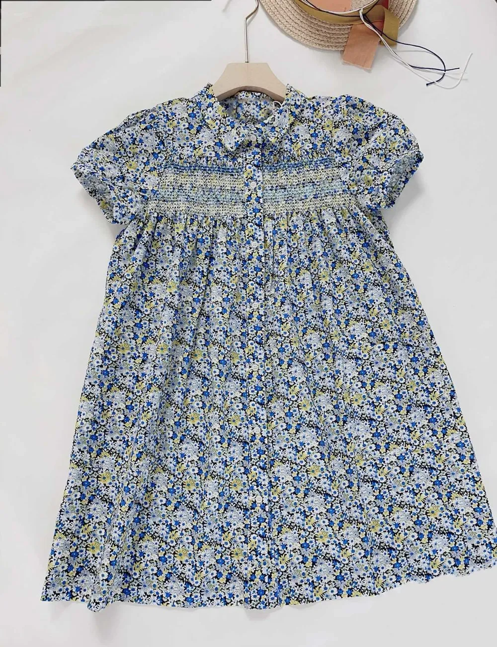 [Размер 140] Одежда для маленьких девочек Летнее Детское платье с ручной вышивкой и