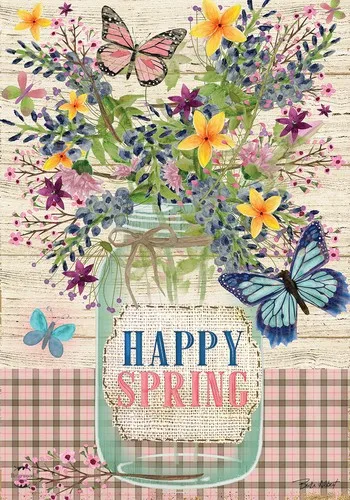Фото Флаг для дома Briarwood Lane Happy Spring Mason Jar 28x40 ZZY №3