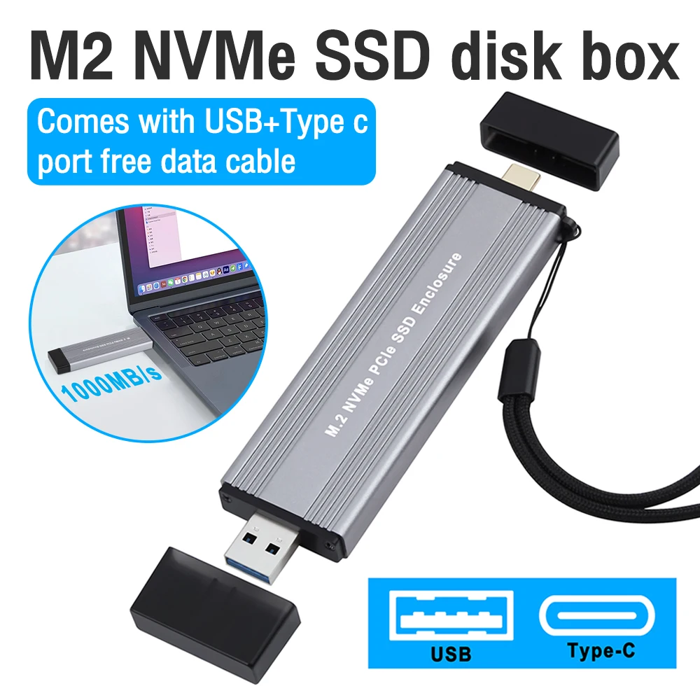 M.2 NVME SSD Enclosure External M2 NVMe Case M2 USB 3.1 Type C 10Gbps Adapter M Key HD Storage Box for Mac Windows Laptop PC