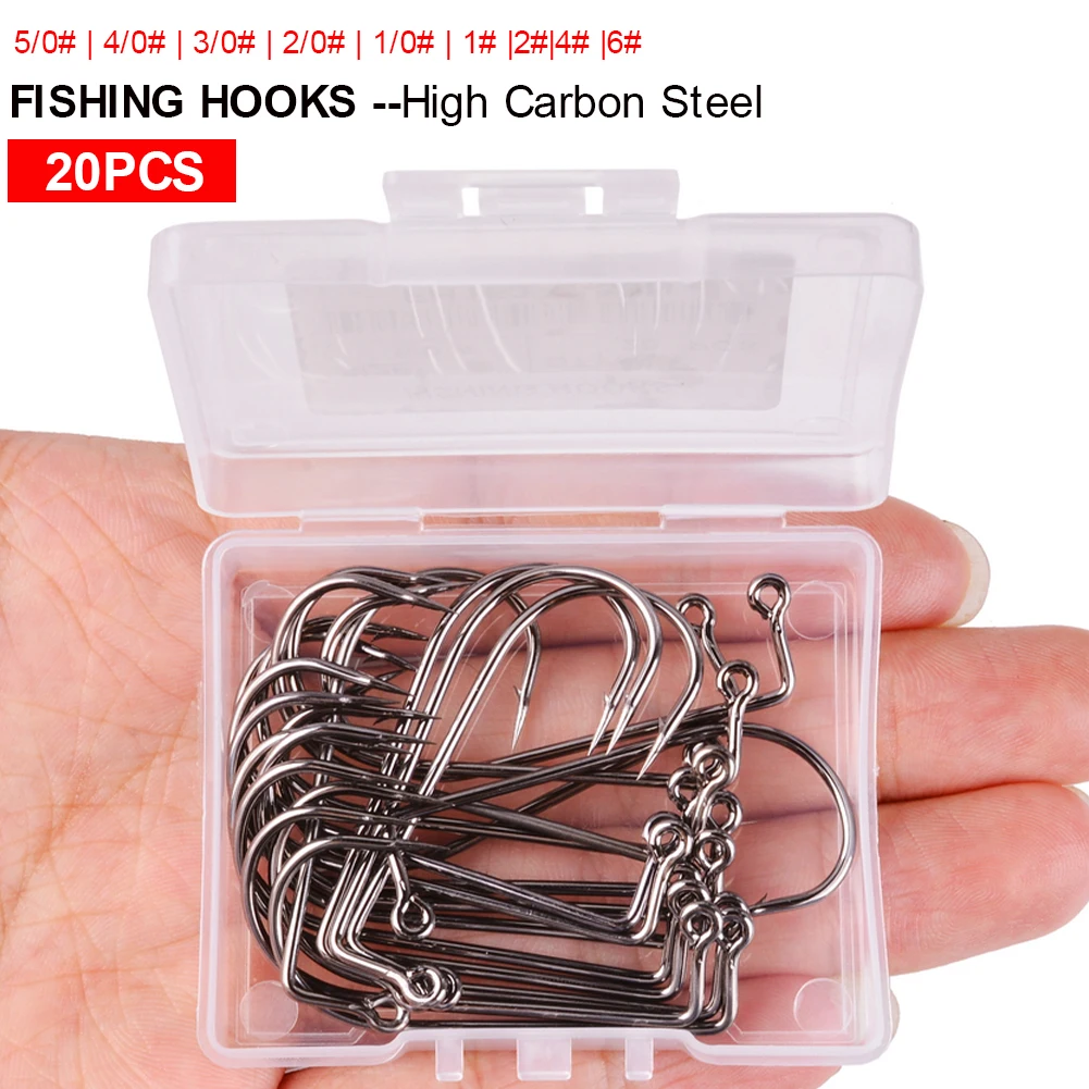 

20Pcs Fishing Hooks High Carbon Steel 90 Degree Jig Fly Tying Strong Wire Fish Hooks With Box For Outdoor Sea Fishing