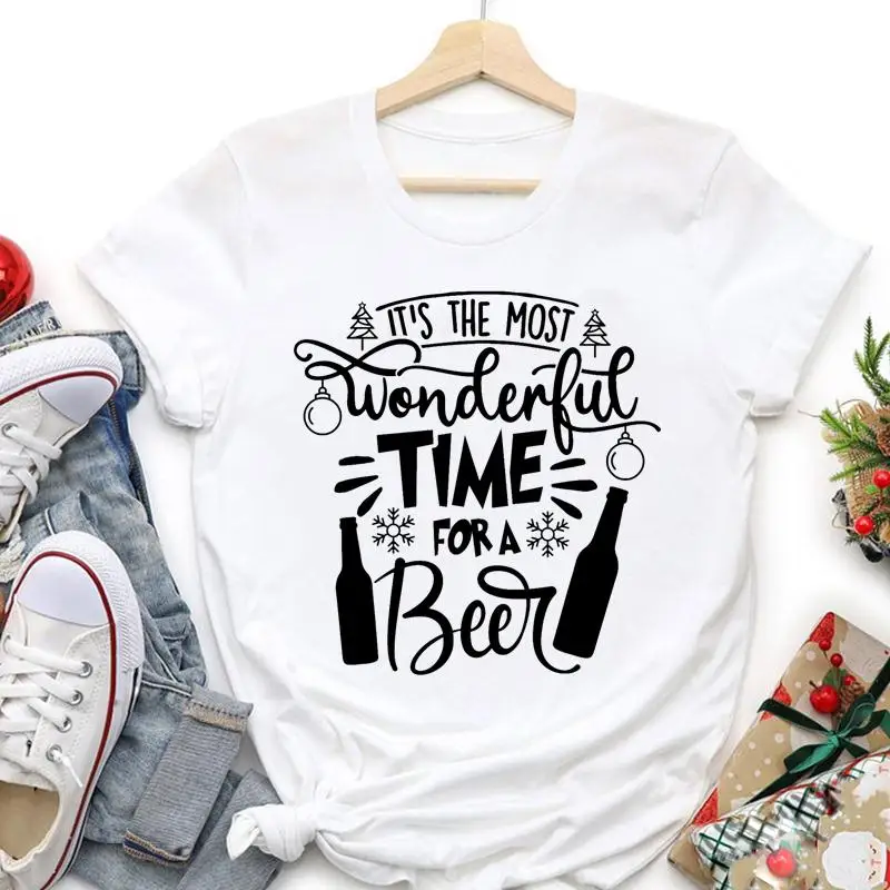 

Women New Year Merry Christmas Wine Love 2022 Fashion Happy Holiday Trend Cartoon Tshirt Graphic T-shirts Top Travel Tee