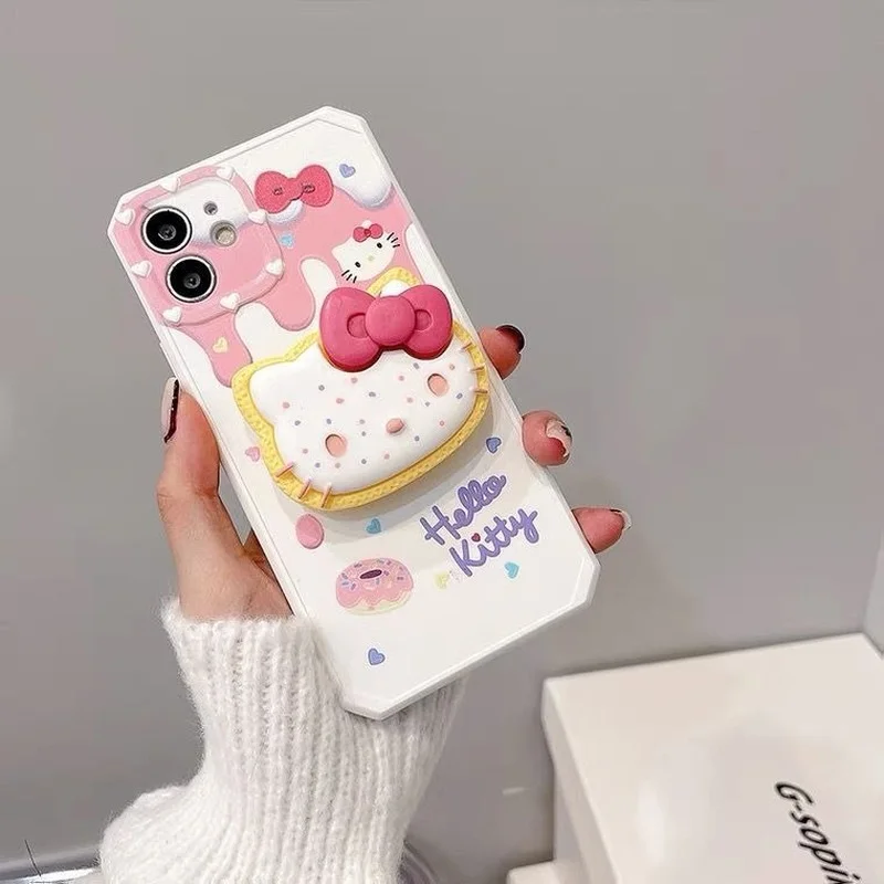 

Hello Kitty Cartoon Foldable Finger Holder Expandable Phone Holder Cute Cat Head Silicone Stand Smartphone Griptok Accessories
