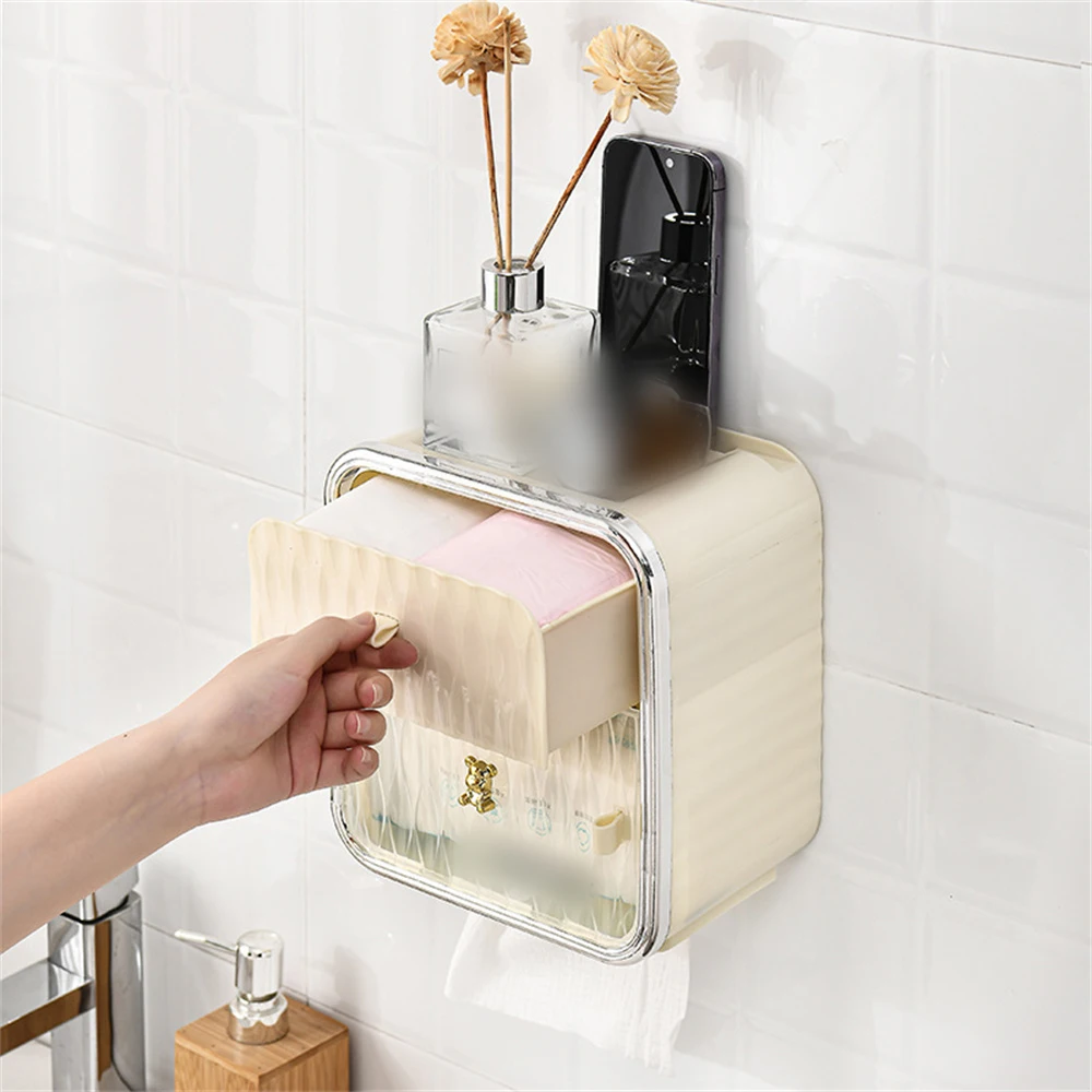 

Save Space No Punching Paper Box Convenient Multifunctional Tissue Box Dustproof Durable Tissue Box Garbage Bag Dispenser Trend