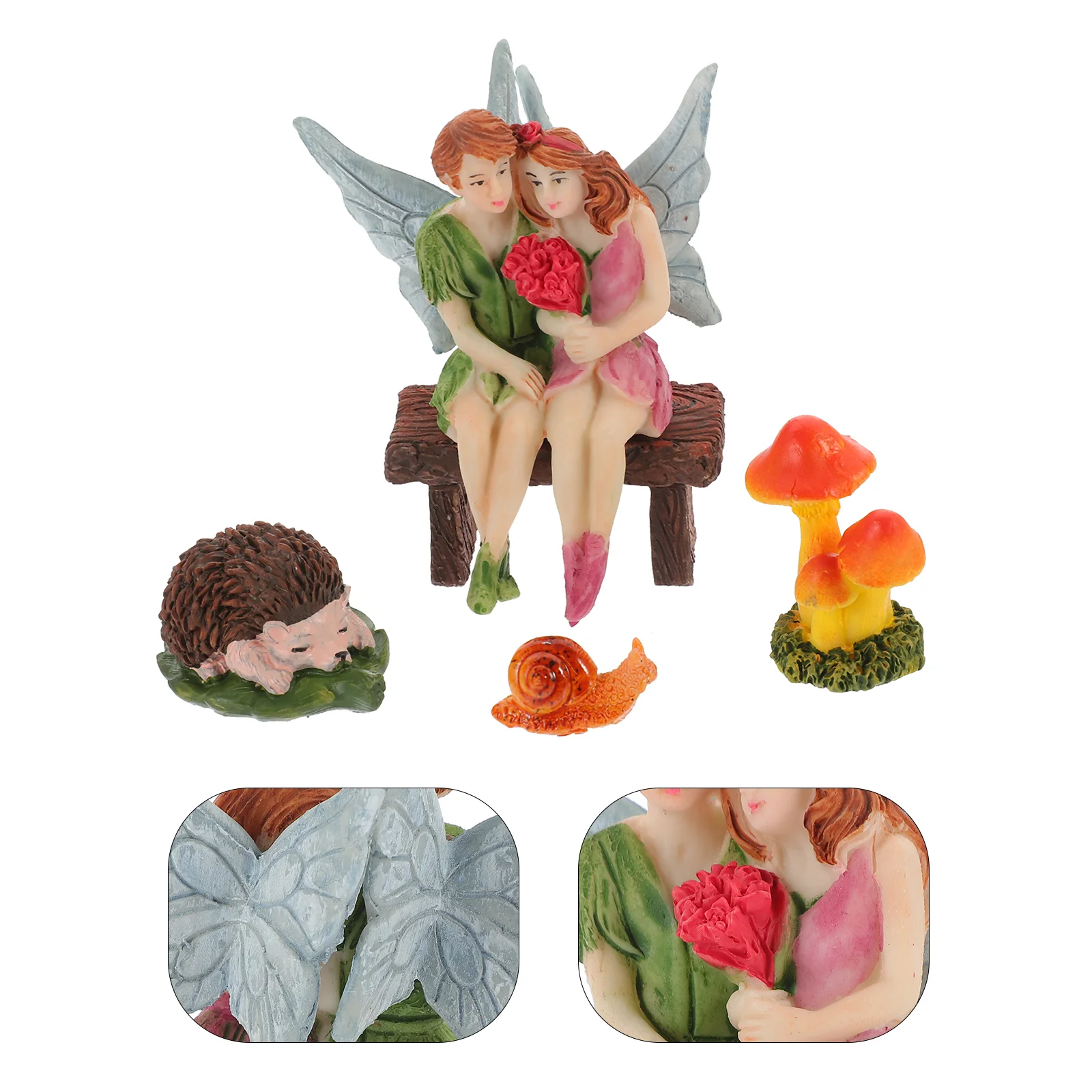 

Flower Fairy Ornament Decor Adorable Mushroom Statue Ornaments Desktop Hedgehog Decoration Resin Mini Lovers Yard