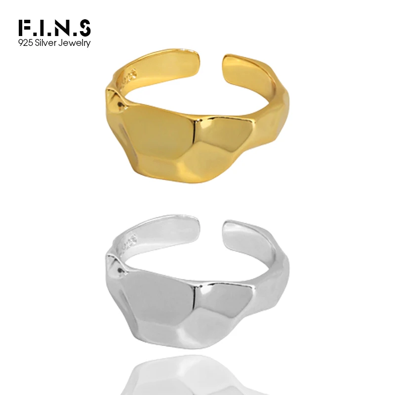 

F.I.N.S Real 925 Sterling Silver Irregular Uneven Rings for Women Open Resizable Finger Rings Fashion Fine Silver 925 Jewelry