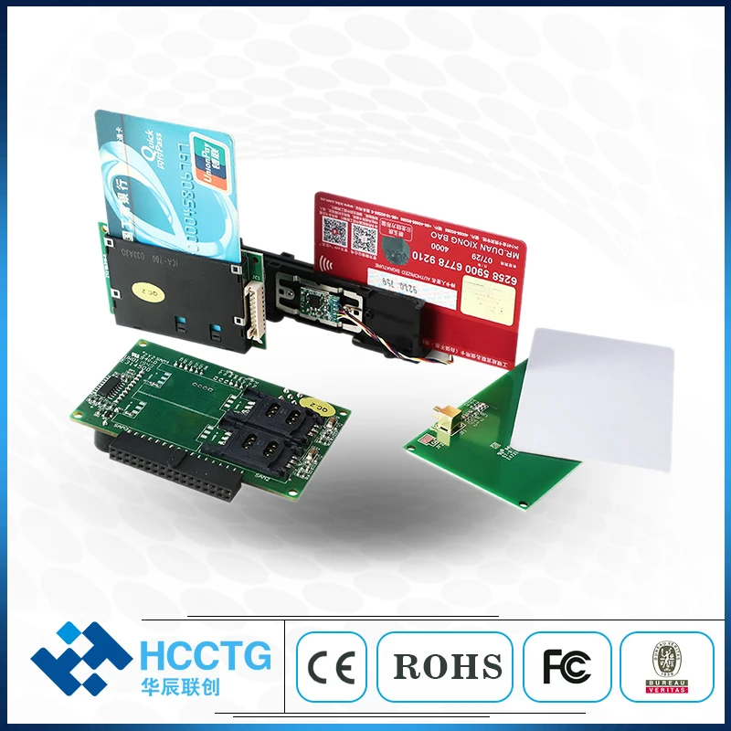 

3 in 1 USB 13.56 MHz Magnetic EMV MSR Smart Contact IC Chip RFID Card Reader Module HCC-T10-DC3