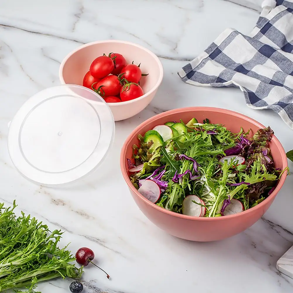 

1 Set Salad Bowl Food Grade Materials Stackable PP Food Storage Wide Application Mixing Bowl for Home
