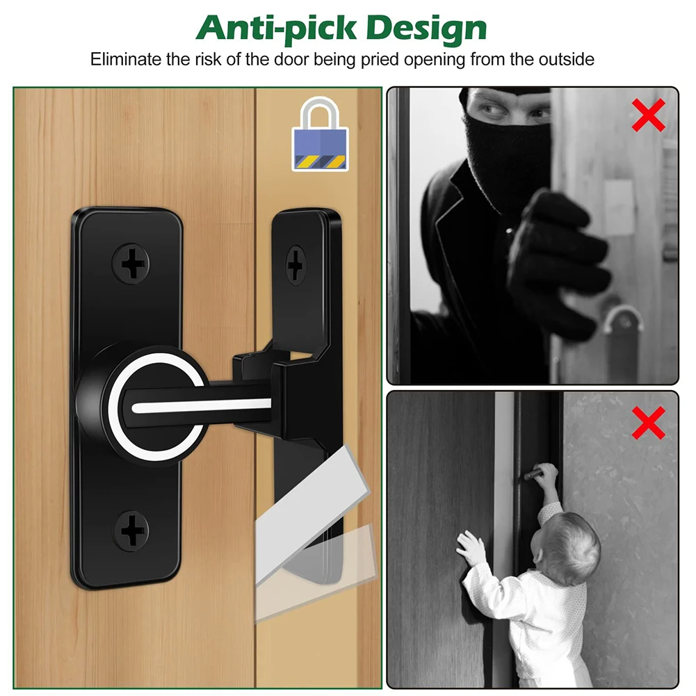 Zinc Alloy Black Luminous Barn Door Latch Lock For Locking Sliding 90° Right Angle Door 90° Gate Latches Hardware