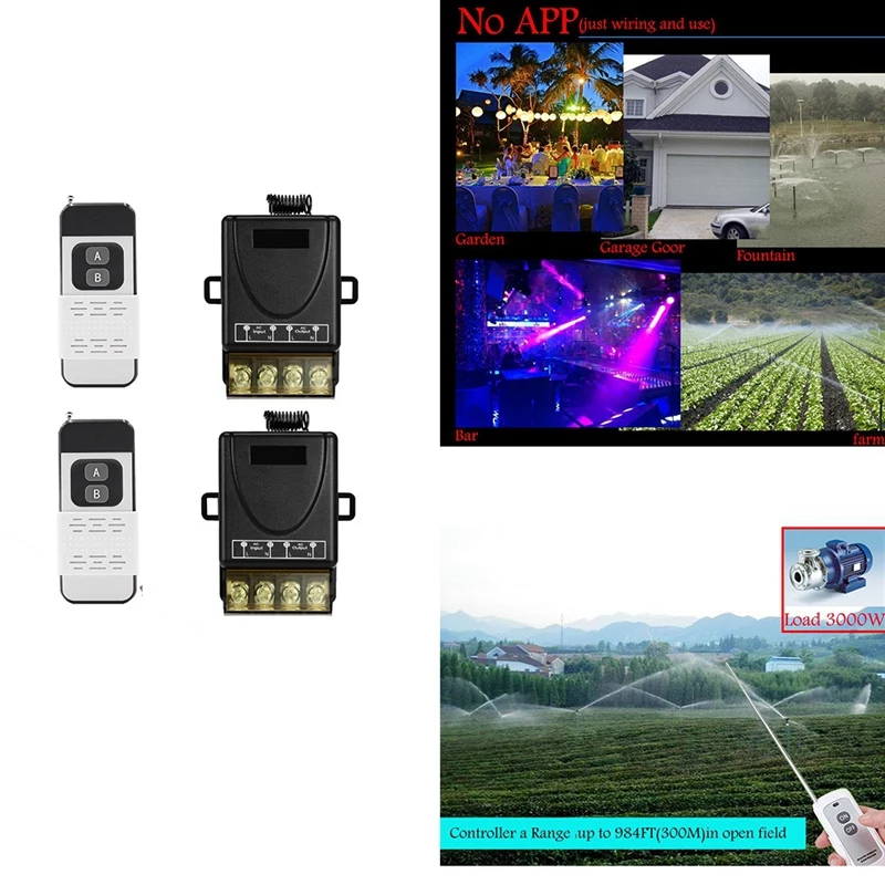 

433Mhz High Power Wireless Remote Control Switch 220V 30A 1000M Receiver Module For Exhaust Fan Pump Ceiling Lamp