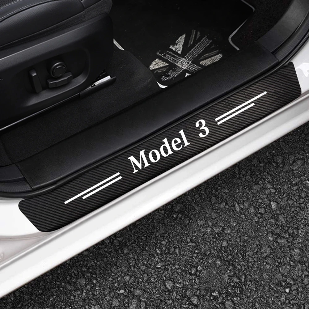 

4 шт., наклейка на порог автомобильной двери Tesla Model 3
