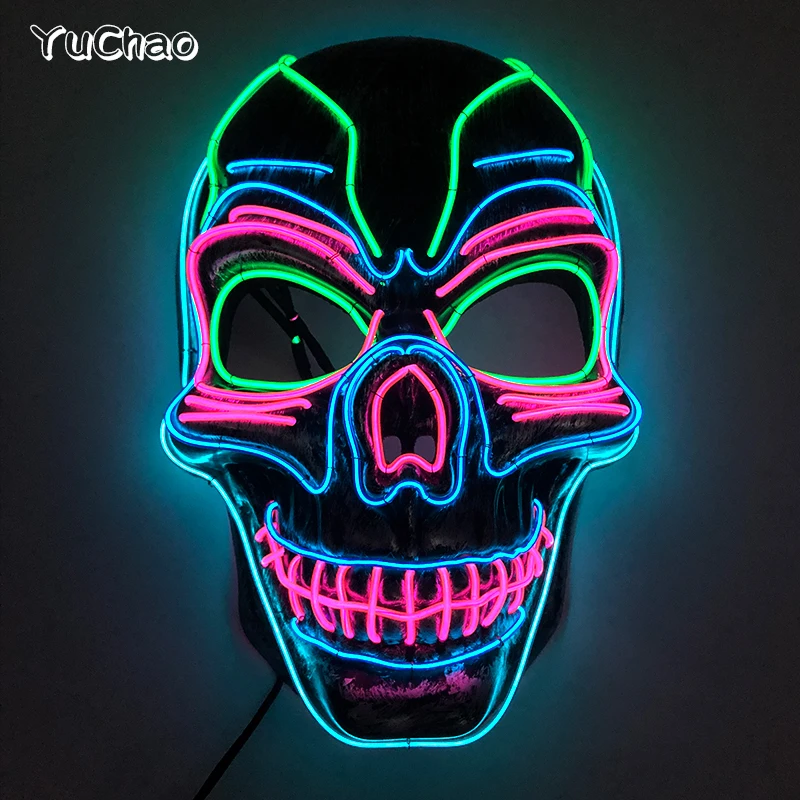 Маска для Хэллоуина страшвечерние светящаяся маска с электролюминесцентной