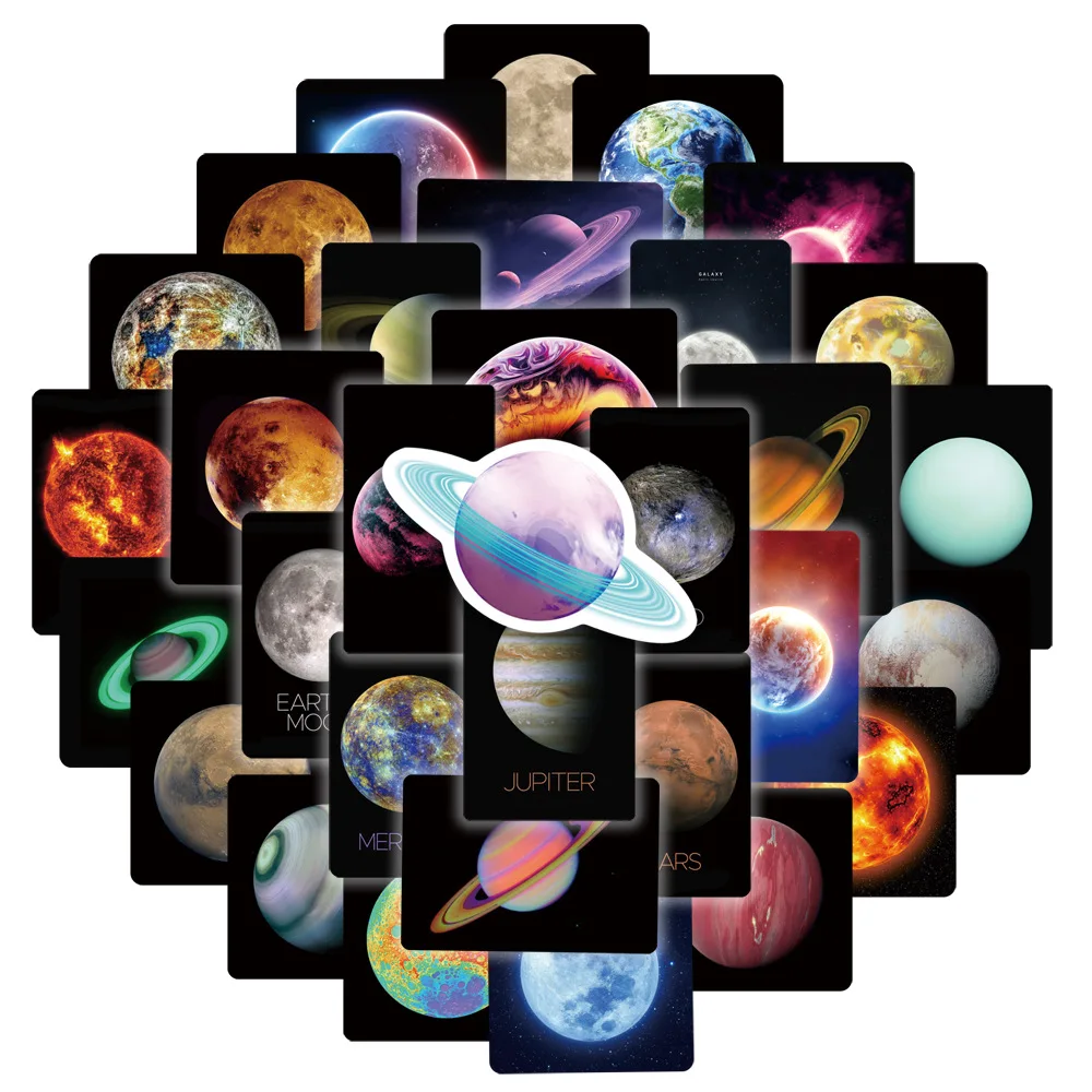 

10/30/50Pcs Universe Starry Sky Planet Stickers DIY Car Bike Travel Luggage Laptop Classic Toy Graffiti Sticker Decal Kid Toys