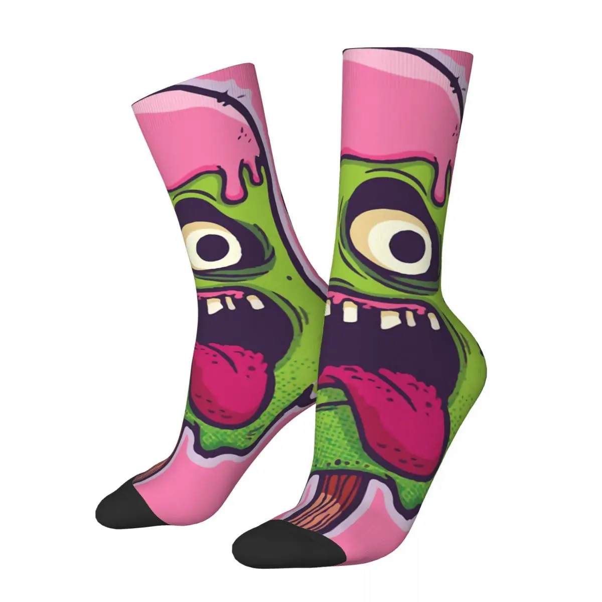 Funny Crazy compression Sock for Men Mad Ice Cream Hip Hop Harajuku Crazy Streetwear Dreadful Thriller Seamless  Printed  Sock