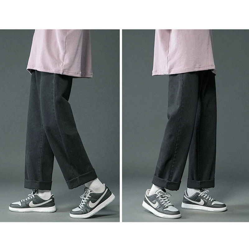 2023 New Men Straight Jeans Loose Casual Hip Hop Streetwear Black Denim Pants Male Baggy Korean Fashion Cargo Pants Men Clothing