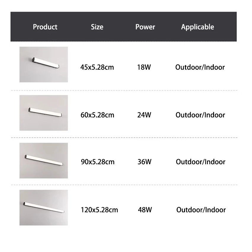 Длинные комнатные и уличные настенные светильники черно-белые декоративные для
