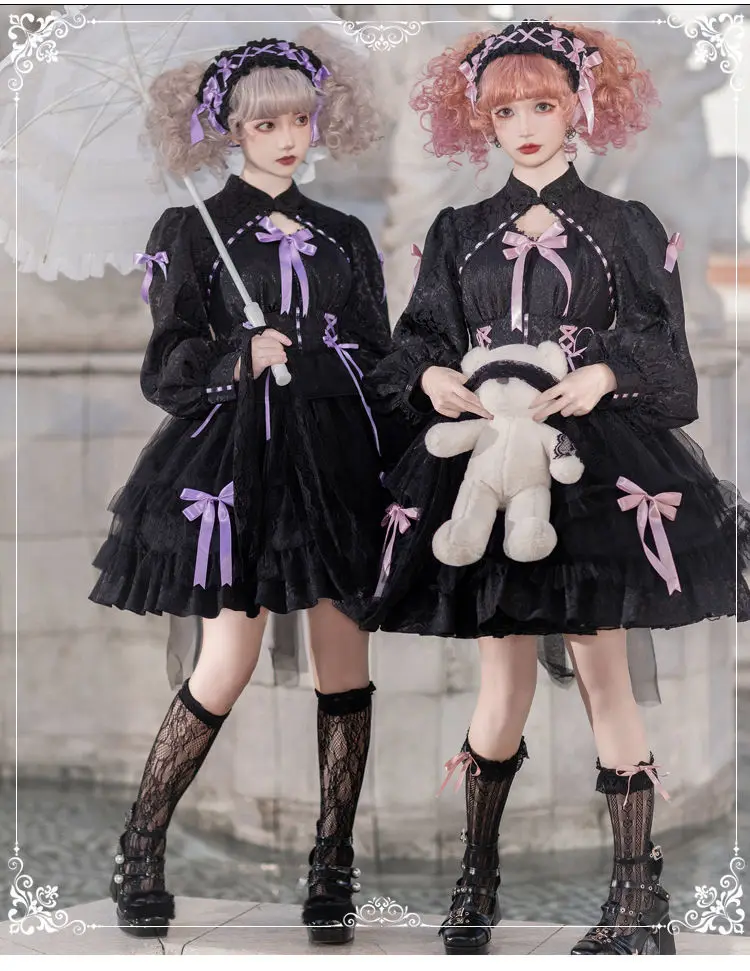 

COOLFEL OP Long-Sleeved Dress Layered Cake Hemline Lace Princess Cospaly Costume Dress For Girls