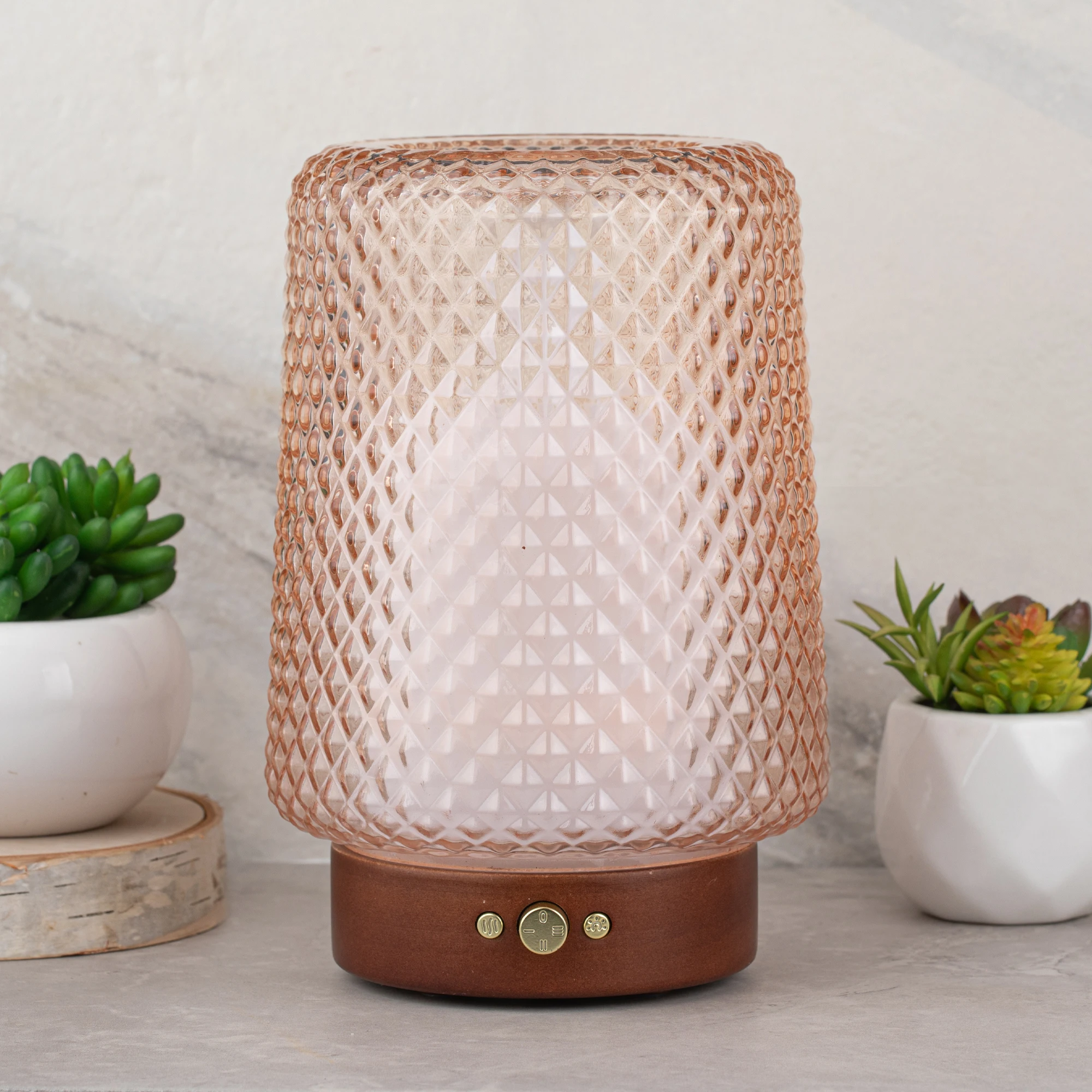 

Dahlia Textured Translucent Glass Essential Oil Ultrasonic Diffuser