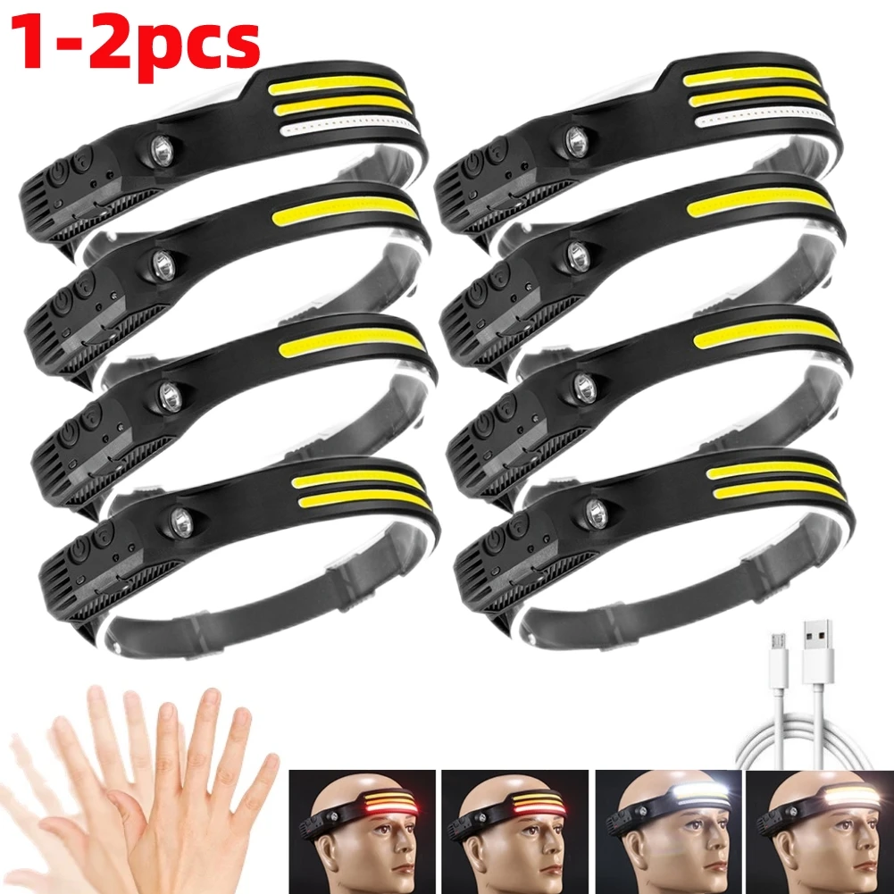 

1/2 шт., светодиодный налобный фонарь со встроенным аккумулятором