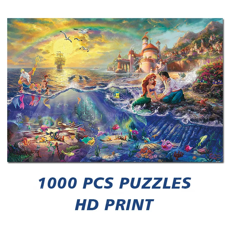 

Disney Art Picture The Little Mermaid Ariel Landscape 300 500 1000PCS Puzzles Paper Jigsaw Puzzle Game For Girls Kids Teens Like