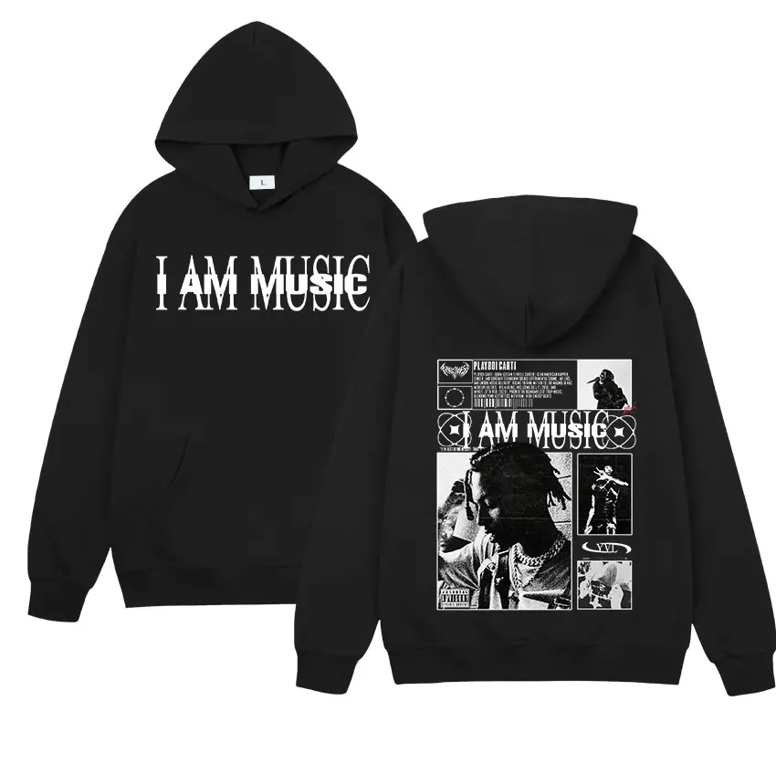 Фото Playboi Carti I Am Music Album 2025 Толстовка с графикой Мужская мода Пуловер в стиле хип-хоп Толстовка Y2K Унисекс Винтаж Негабаритные толстовки №1
