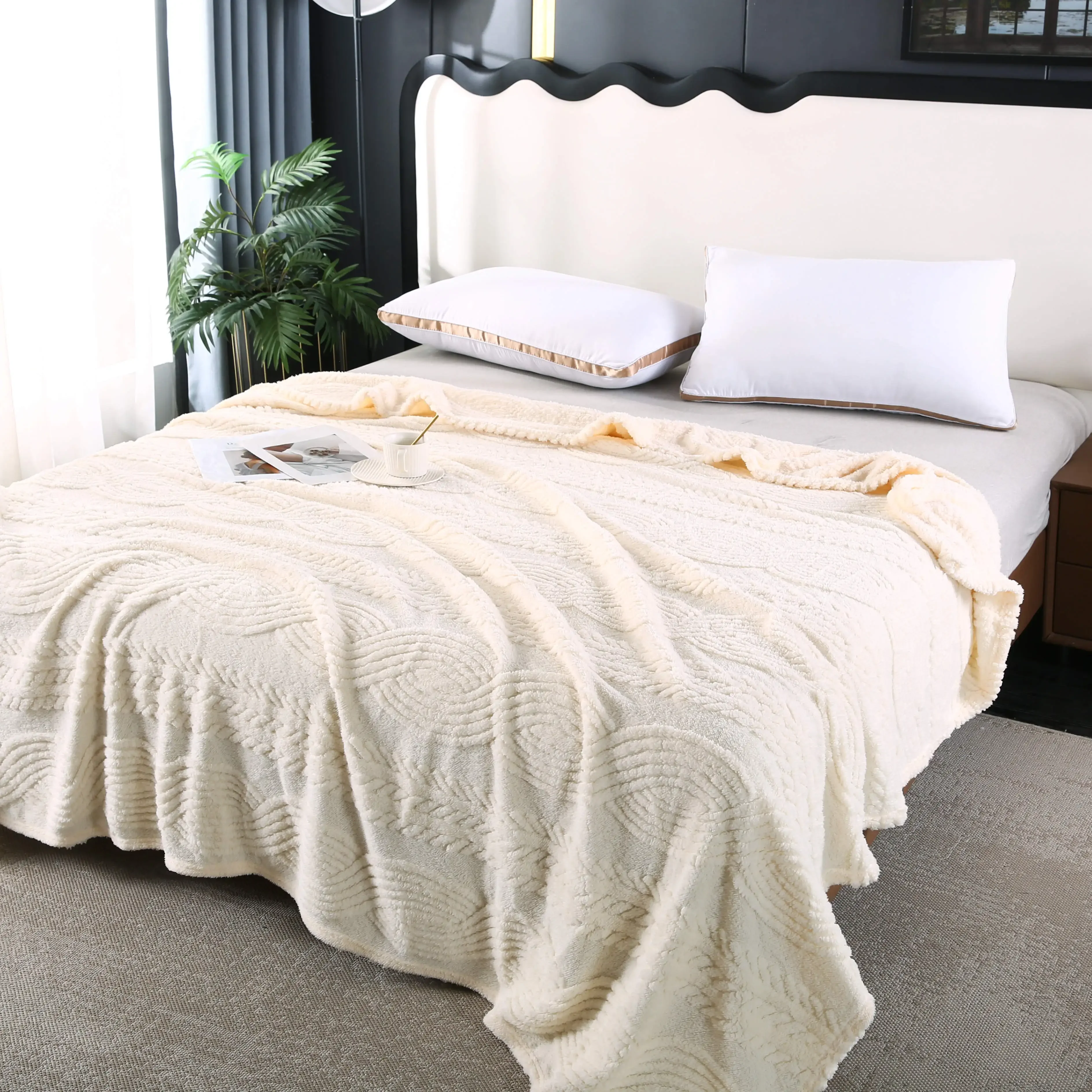 Простое однотонное резное одеяло весна-зима мягкое теплое покрывало домашний