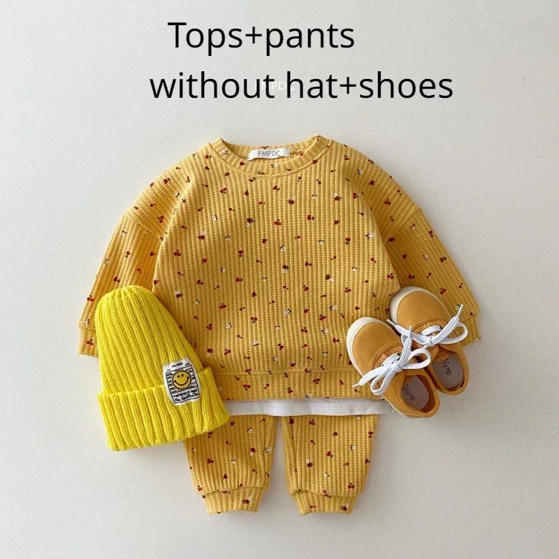 

New Designer Cartoon Clothing Tracksuit Baby BoSummer Printed Clothes T-shirt+shorts Baby GirlCasual Solid Color Sets