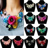 romantic fresh colorful short fashion women jewelry choker necklaces five flower necklace popular accessories chunky necklace