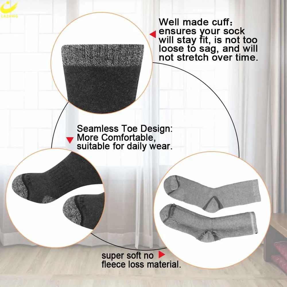 LAZAWG 5Pairs/Set Winter Professional Men's Sports Sock Outdoor Keep Warm Cycling Running Skiing Thermal Spring Crew Socks