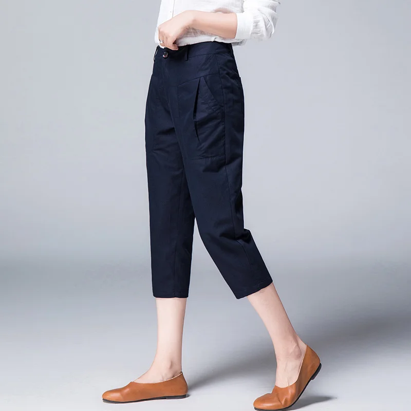 

Women's Capris Pants Summer Thin Casual Solid Harem Pants Female Clothes For Women Korean Style High Elastic Waist Pants
