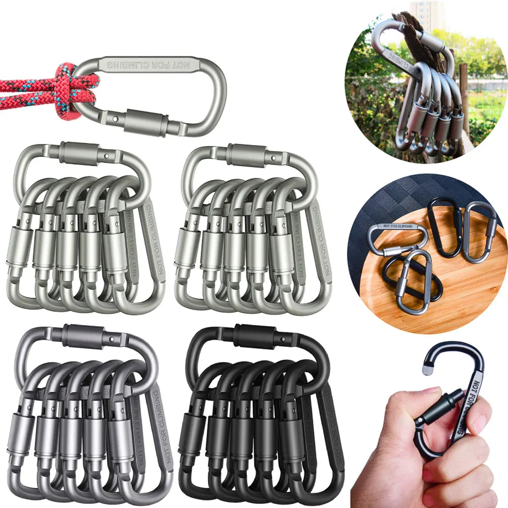 

10Pcs EDC Backpack Carabiner Keychain Outdoor Camping Hiking Aluminum Alloy D-ring Snap Clip Lock Buckle Hook Climbing Tools