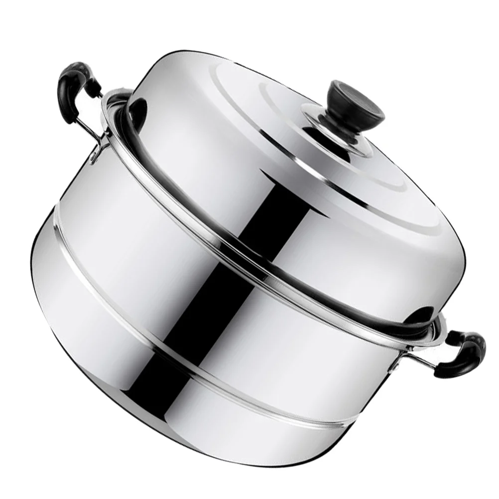 

Pot Steamer Stainless Steel Cooking Cookware Steam Kitchen Soup Double Steaming Saucepot Pots Layer Basket Vegetable Boiler Lid
