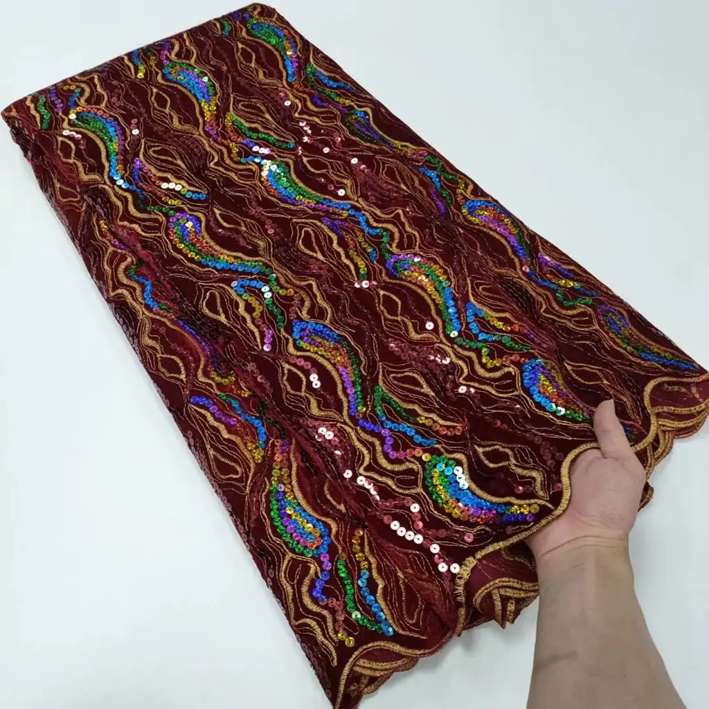 

Новый дизайн 2022 года, африканская Высококачественная блестящая французская Тюлевая кружевная ткань с вышивкой, бархатный текстиль, сшитый для свадебного женского платья