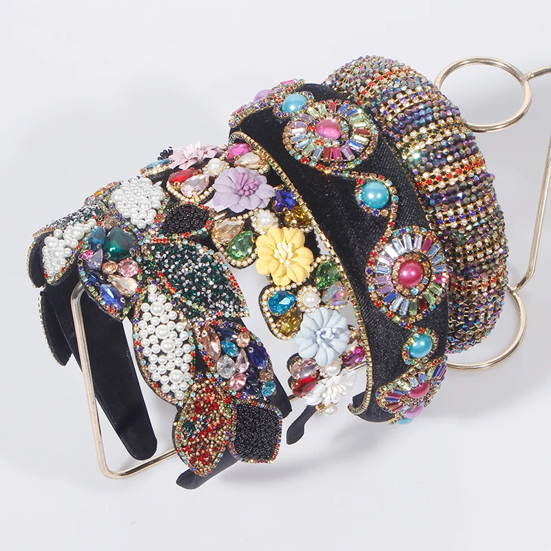 Женский красочный головной убор украшение для волос с бусинами и кристаллами