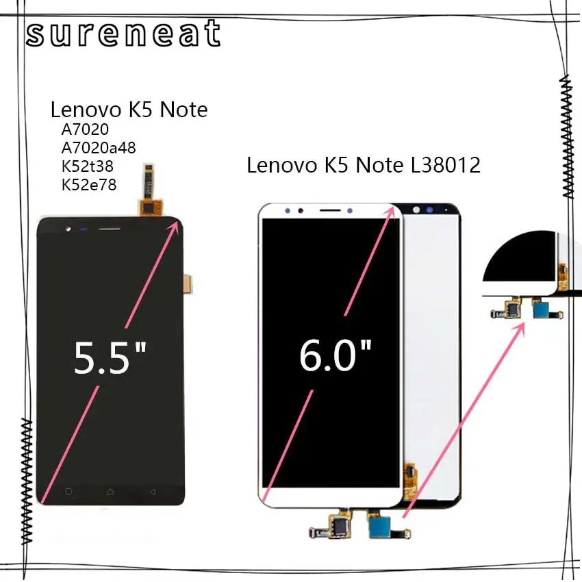Для Lenovo K5 Note K52t38 K52e78 A7020a48 A7020 ЖК-дисплей сенсорный экран дигитайзер в сборе запасная часть для K5 Note L38012