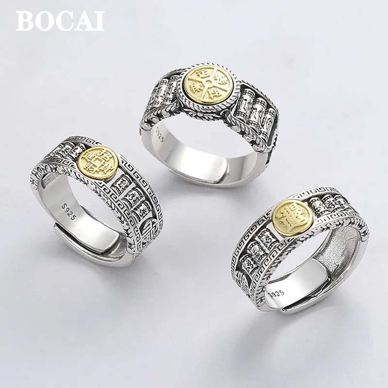 BOCAI Новинка 100% S925 серебряные ювелирные изделия Ретро тяжелые спиннинговые бусины