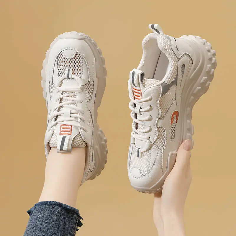 Autuspin 5cm Chunky Wedges Women Shoes Outdoor Retro Platform Vulcanized Sneakers Students Four Season Genuine Leather Sneaker