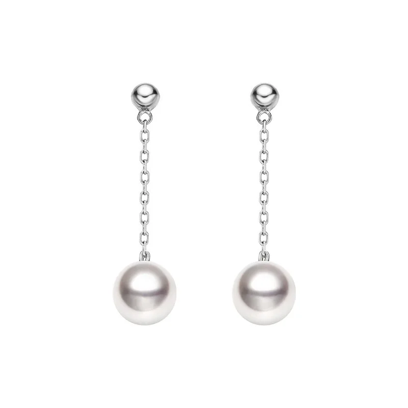 

Classic Women's S925 Sterling Silver Beads Inlaid Pearl Stud Earrings European and American Simple Fashion Jewelry Couple Gifts