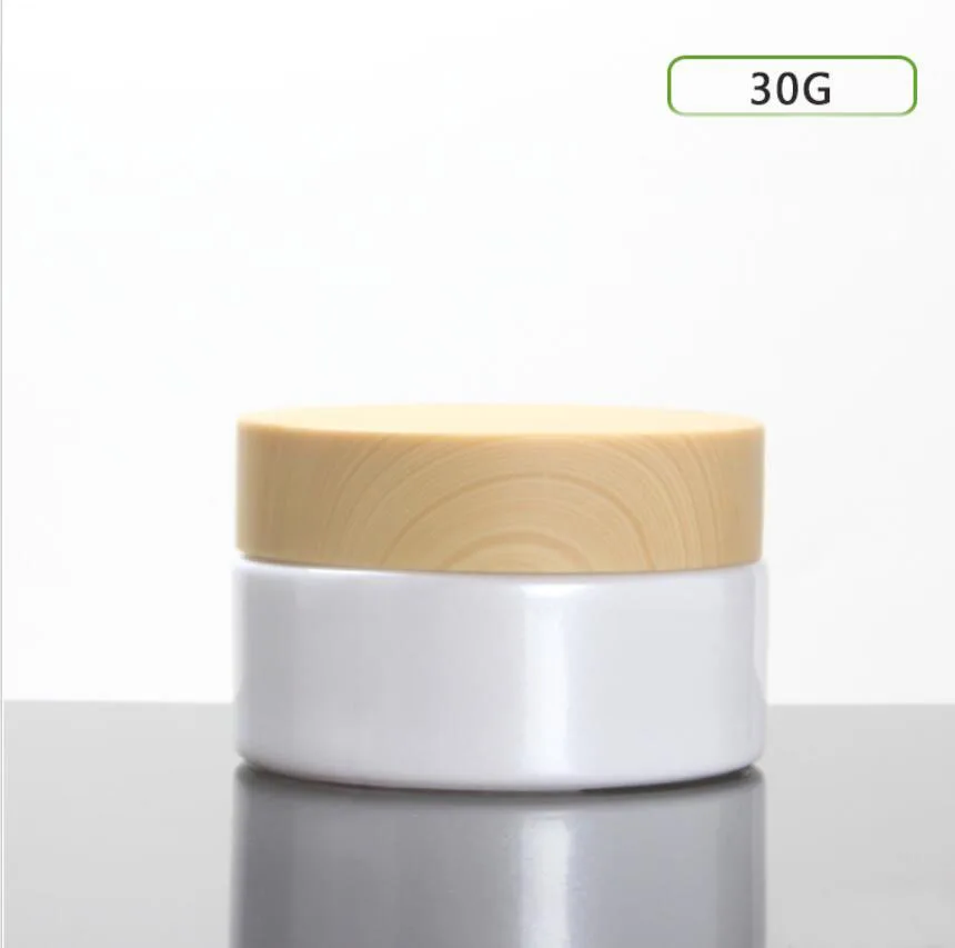 30G frosted/green/blue glass jar wooden shape lid day night cream/moisturizer/essence/gel  hyaluronic acid cosmetic packing