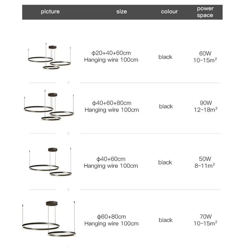 Современная простая черная светодиодная Люстра для гостиной столовой кухни