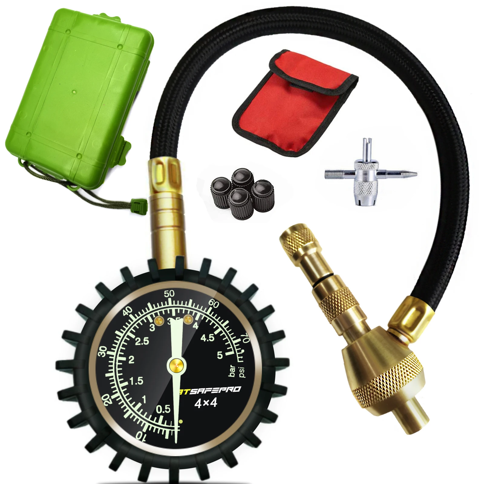 

ATsafepro Tire Deflator Pressure Gauge 75Psi 2 in 1 Professional Rapid Deflate Special Chuck for 4X4 Large Offroad Tires on Jeep