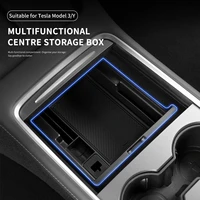 for tesla model 3 y 2021 2022 storage box car central armrest flockingabs storage box organizer model 3 2021 accessories