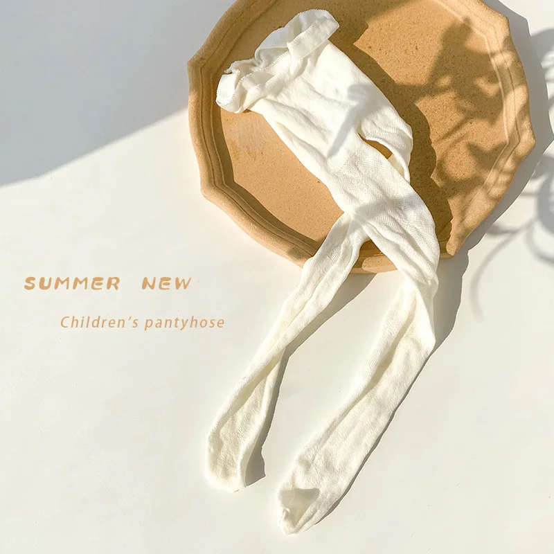 Children's Pantyhose Wholesale Spring Summer Thin Bow Girls Bottoming Socks Fine Knitting Hollow Mesh Pantyhose