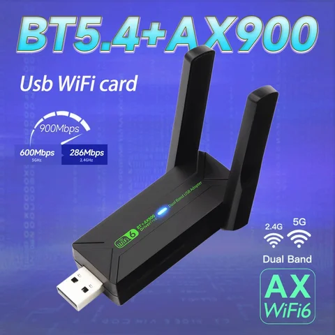 кебидумей AX900 USB WiFi 6 Bluetooth 5.4 адаптер