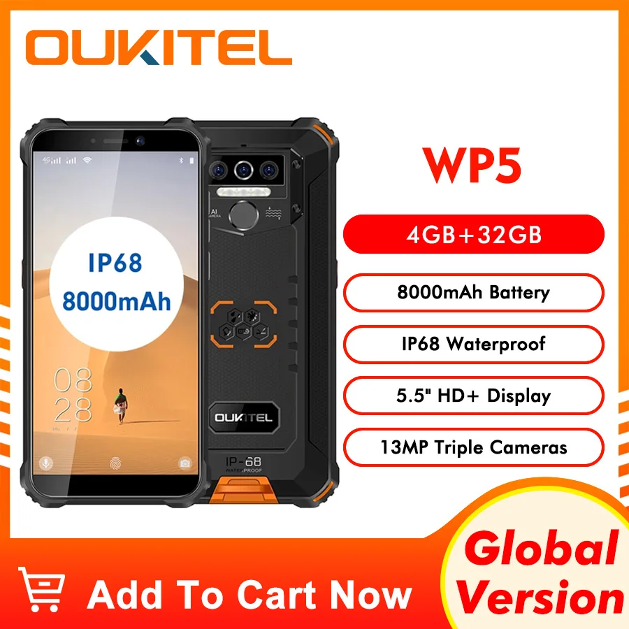 Oukitel WP5 смартфон на Android 5 четыре ядра экран 8000 дюйма 4 Гб + 32 ГБ |