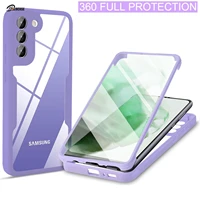 360 clear case for samsung galaxy s21 fe s22 ultra plus a72 a52 a32 a22 5g a12 a03s shockproof full protection phone cover