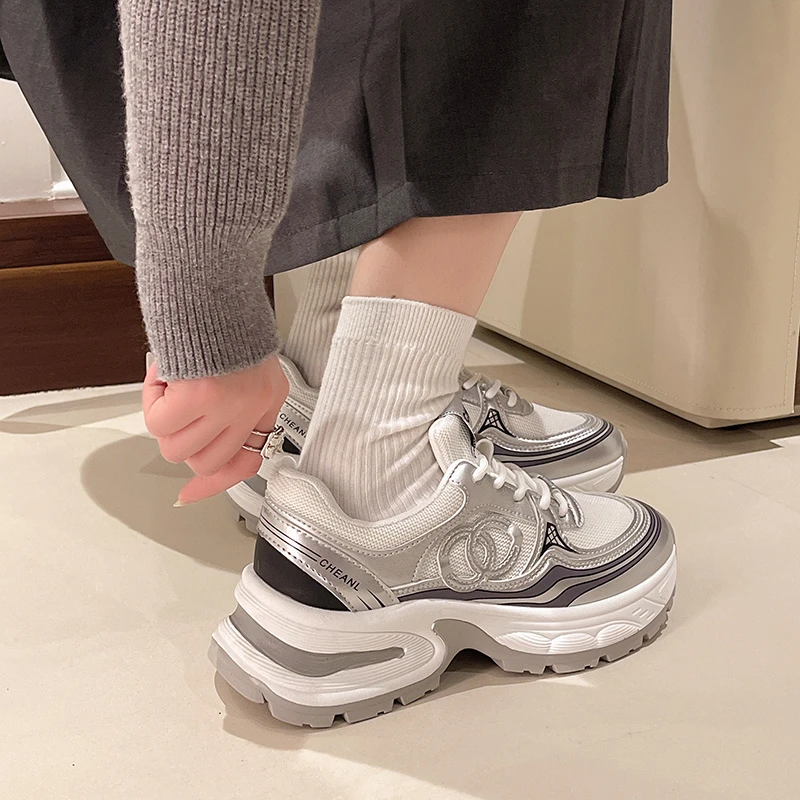 Женские Кроссовки С Дышащей Сеткой Толстая Вулканизированная Подошва